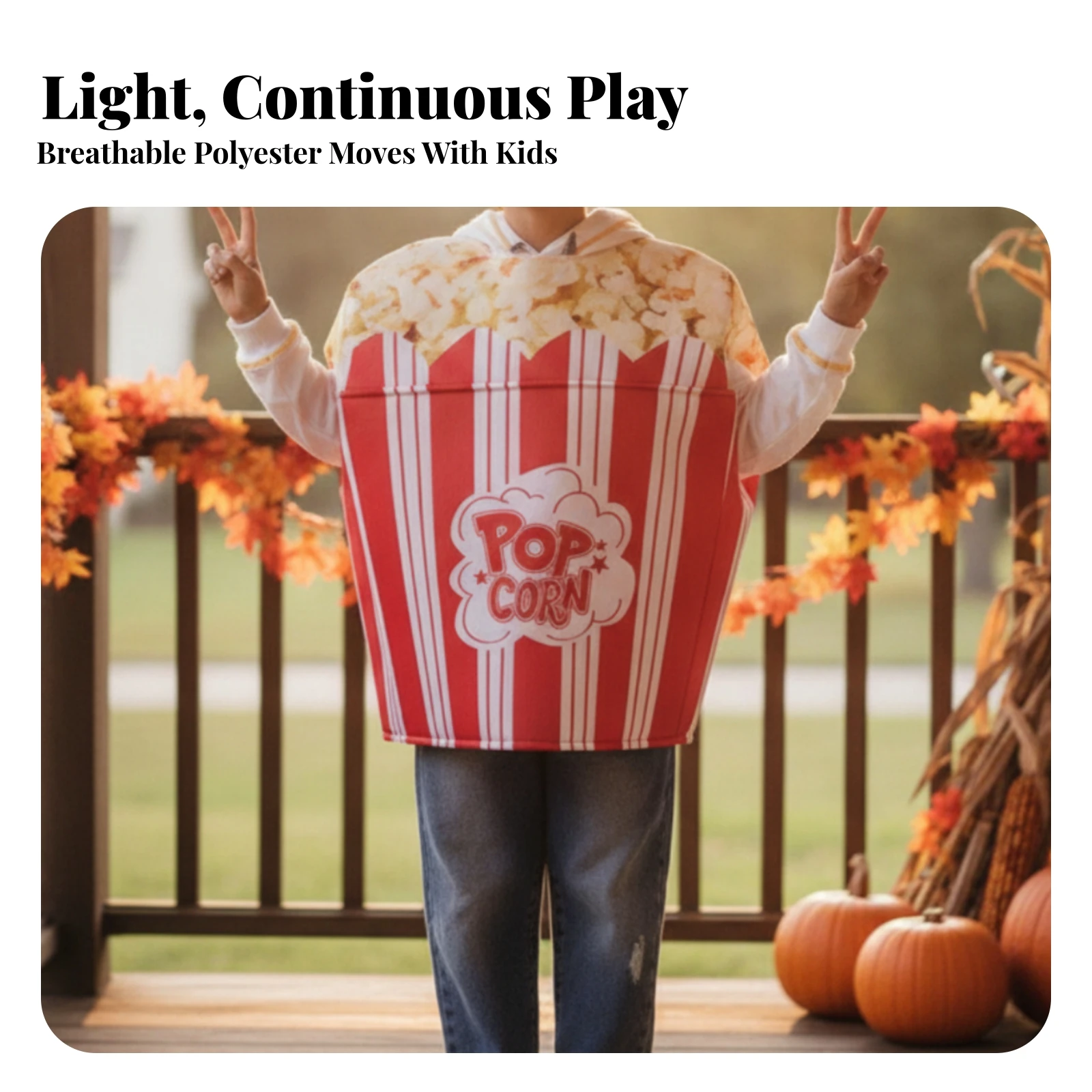 Popcorn Costume Kids Popcorn Hoodie with Hood Sweatshirt with Long Sleeves Playful Apparel Comfortable Fit for Cosplayers