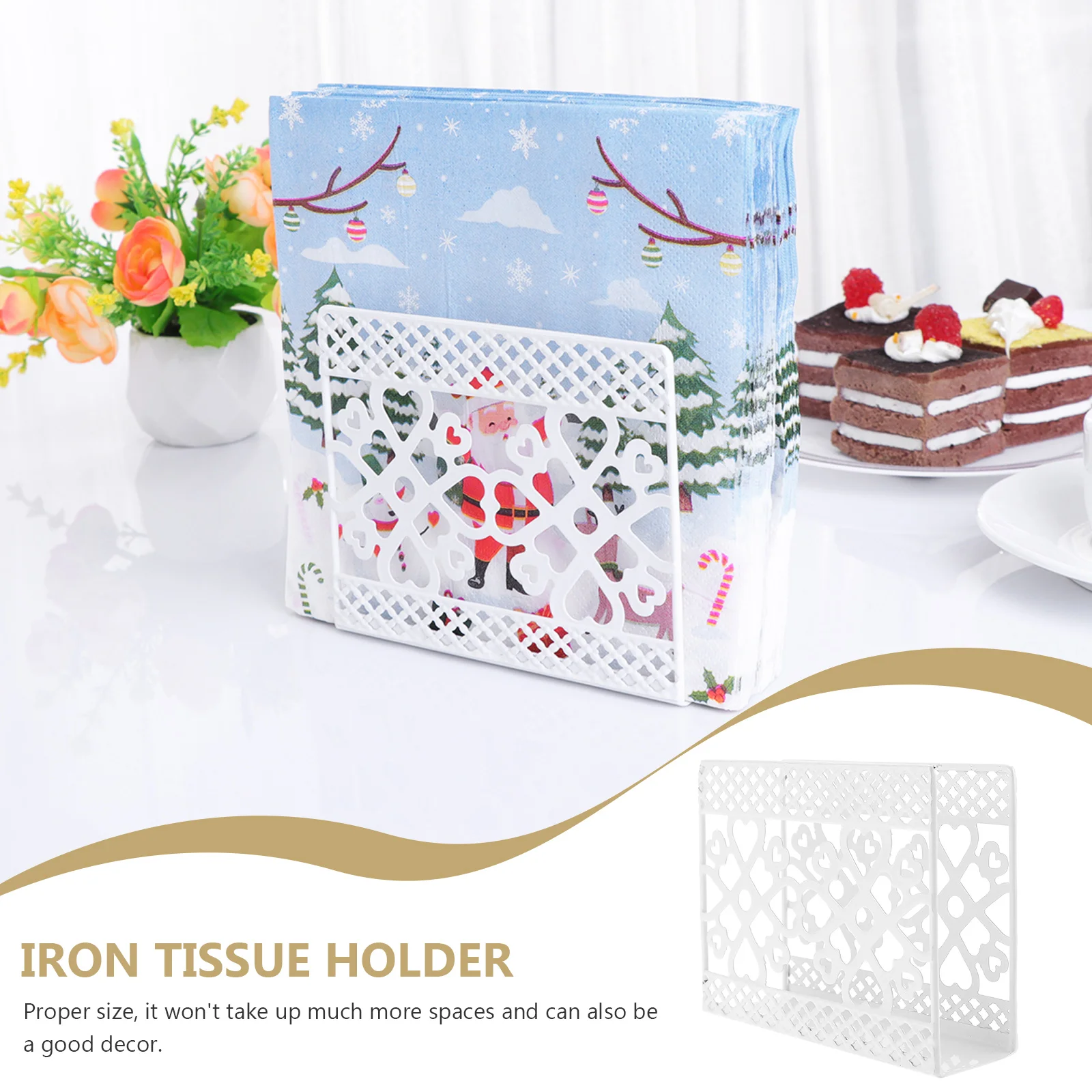 

Minimalist Heart-shaped Tissue Holder Hotel Rack Cylinder Rustic White Iron Modern Napkin