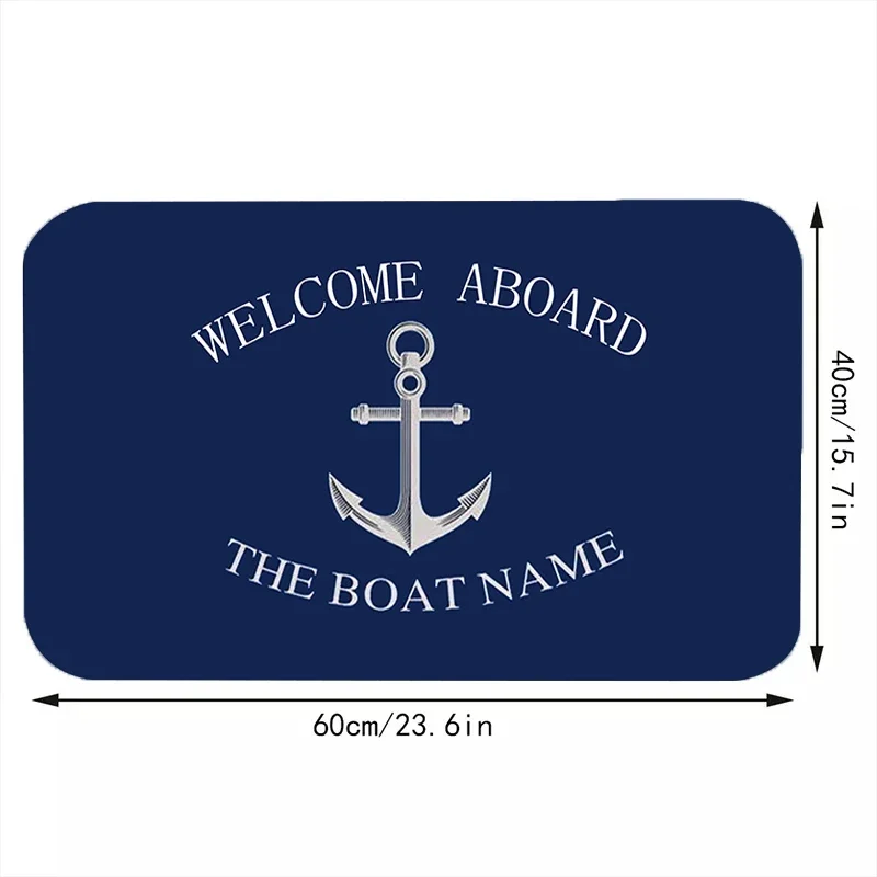 

Chic Nautical Anchor Boat Navy Blue Stripes Personalised Doormat Modern Bedroom Home Kitchen Rug Bathmats Floor Mat Decor Carpet