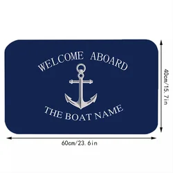 Chic Nautical Anchor Boat Navy Blue Stripes Personalized Doormat Modern Bedroom Home Kitchen Rug Bathmats Floor Mat Decor Carpet