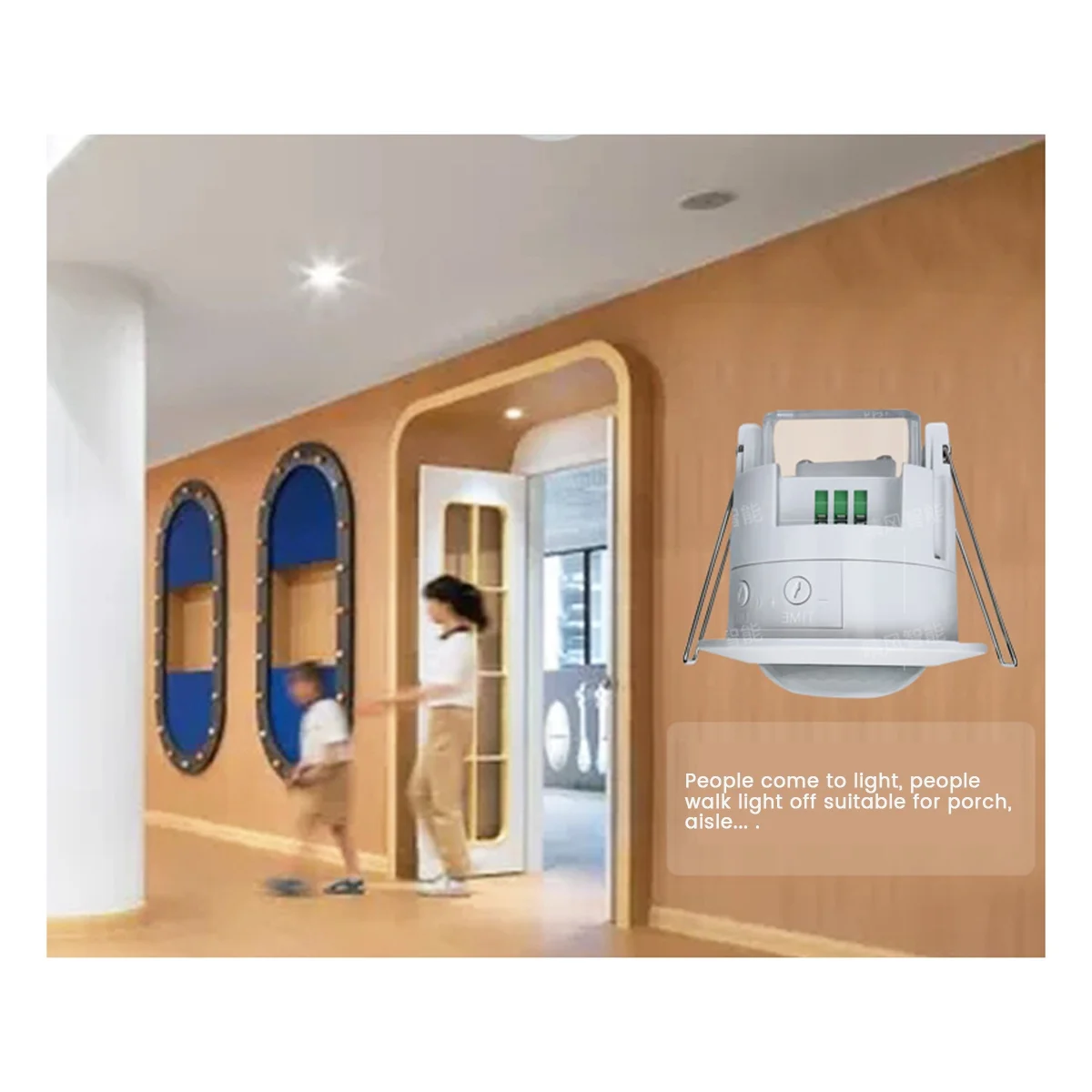 SCLS Ceiling Recessed PIR Motion Sensor Infrared Adjustable Detector for Corridor Warehouse Stairs Porch Lamp Switch