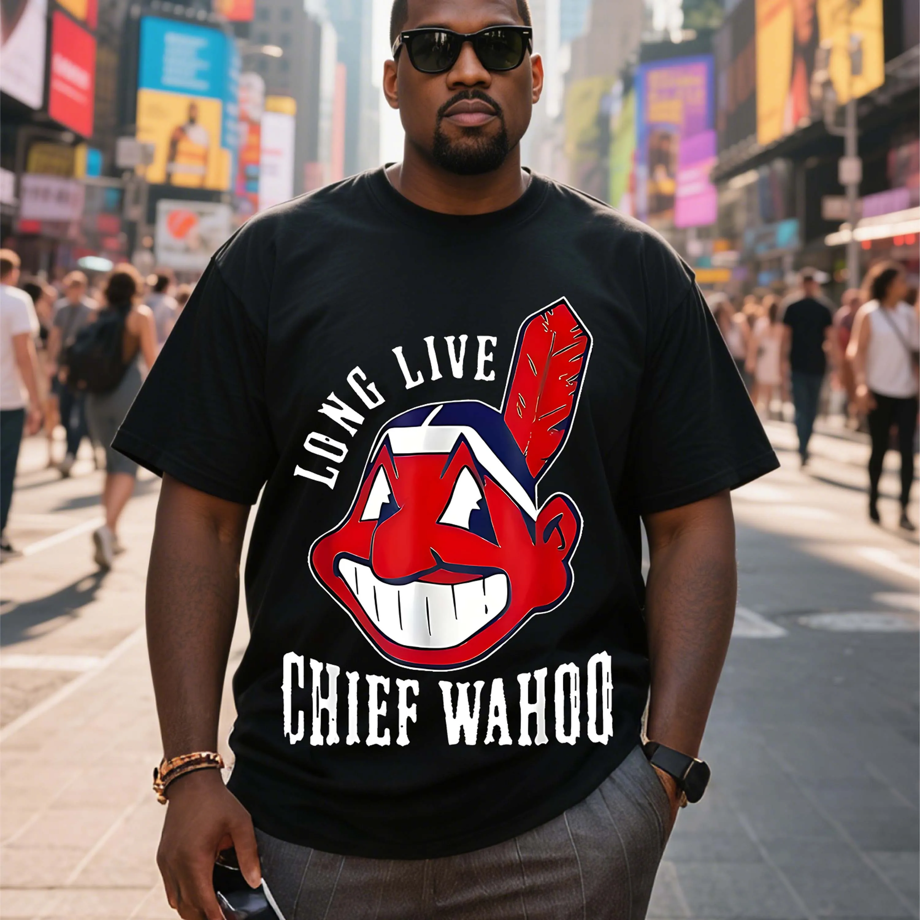 

Черная футболка с короткими рукавами и логотипом Cleveland Indians Chief Wahoo размера плюс, подходит для летней одежды для отдыха на открытом воздухе