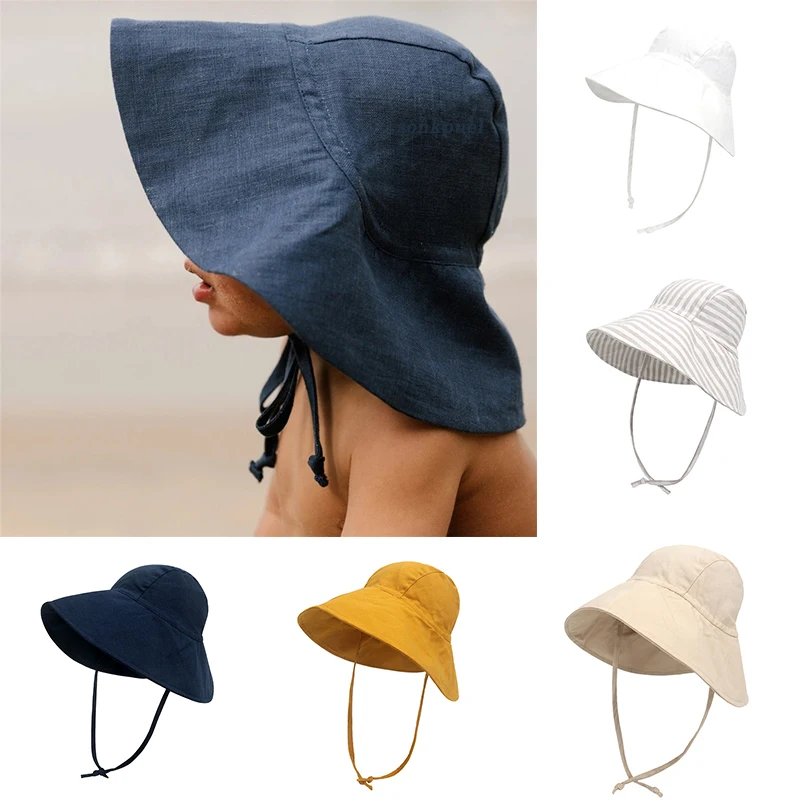 Baby SunHat Summer Boys Girls Bucket Hat Kids Cotton UV Travel Hats Child Big Brim Outdoor Beach Caps Fashion Casual Panama Cap