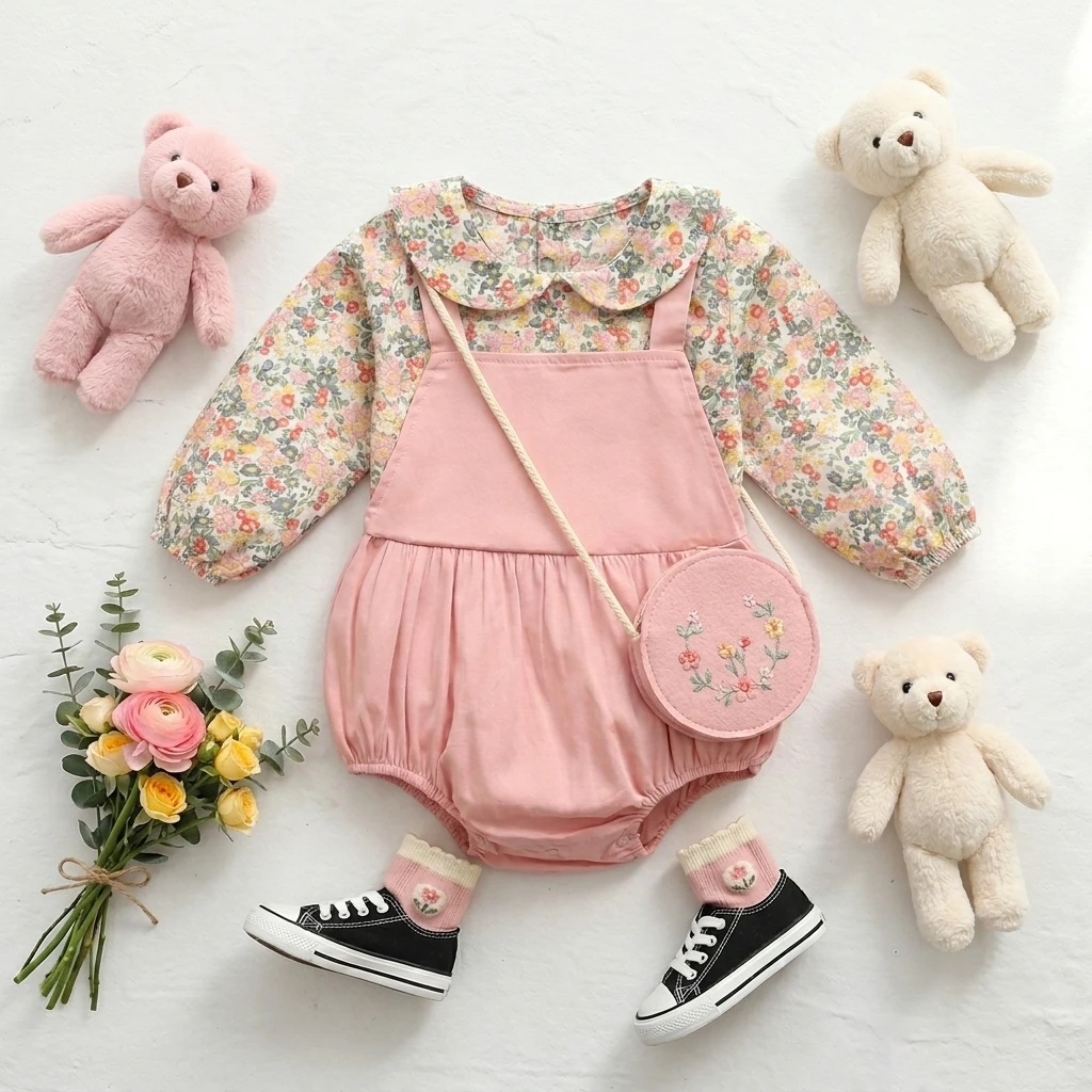 Baby Girls Bodysuits Princess Autumn Spring Sweet Infants Onesies Long Sleeve Clothing