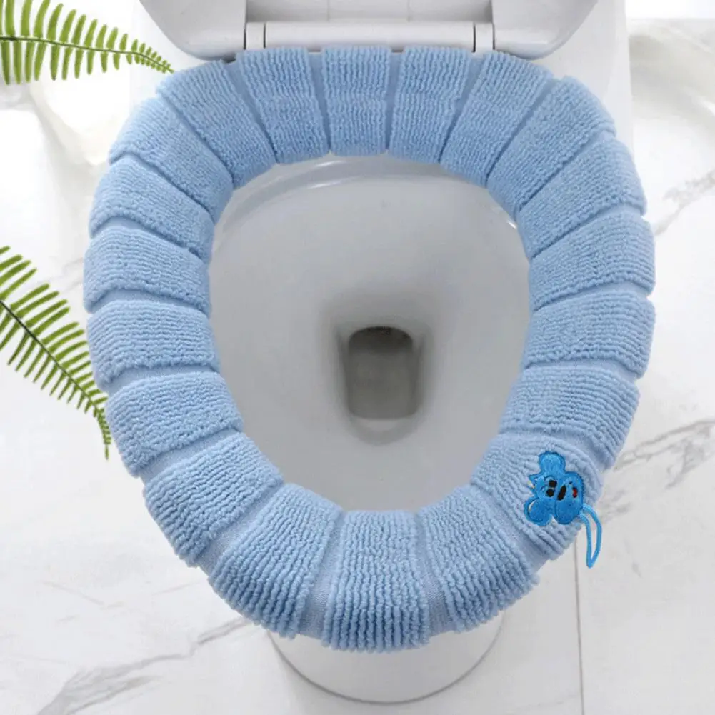 Toilet Seat Lid Cover  Useful Cozy Breathable  Cute Embroidery Thick O-shape Toilet Seat Pad Closestool Warmer for Home