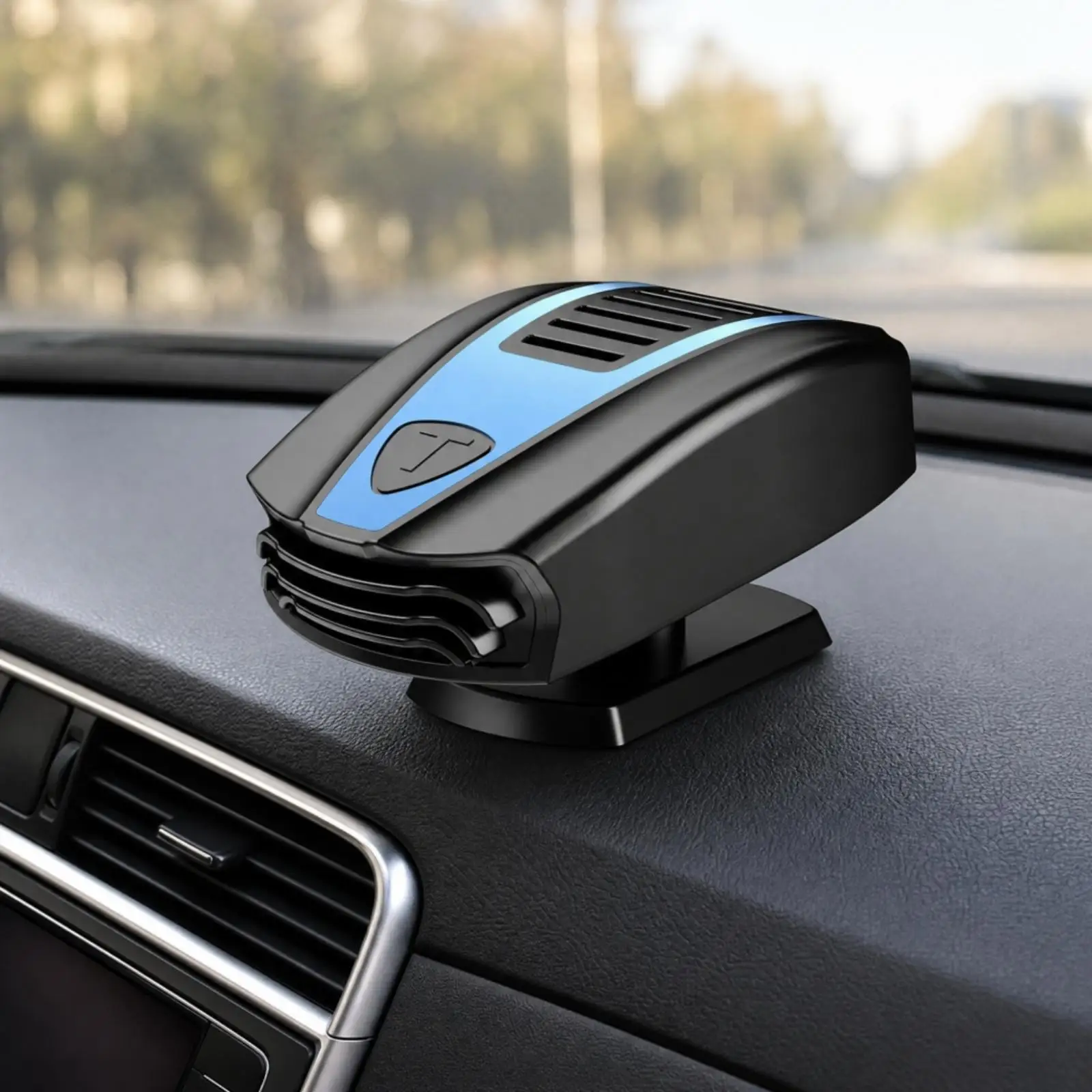 Compact Black Blue Car Heater 12V Cigarette Lighter Plug for Cold Weather Driving Comfort