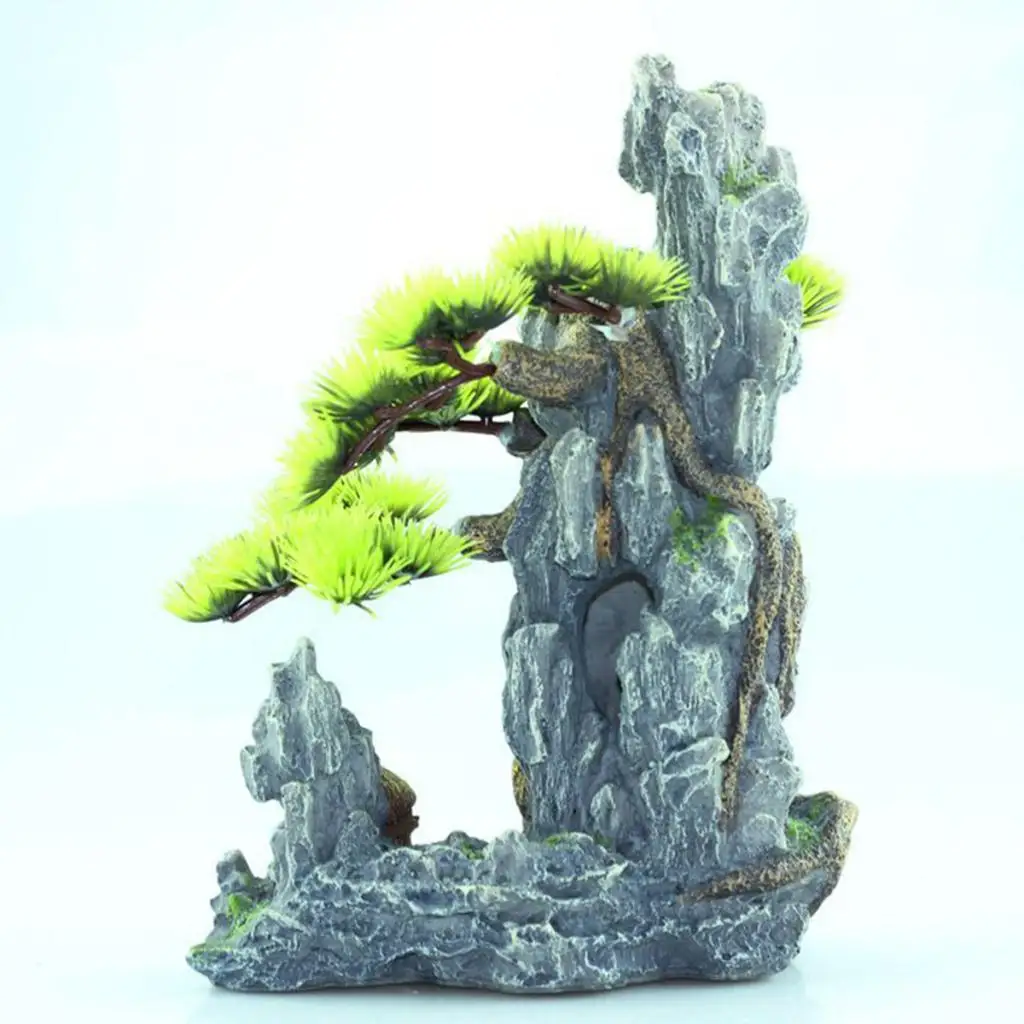 

Resin Fish Tank Landscape Decoration Accessories Mountain Rock Hide Hut for Aquarium Scenery