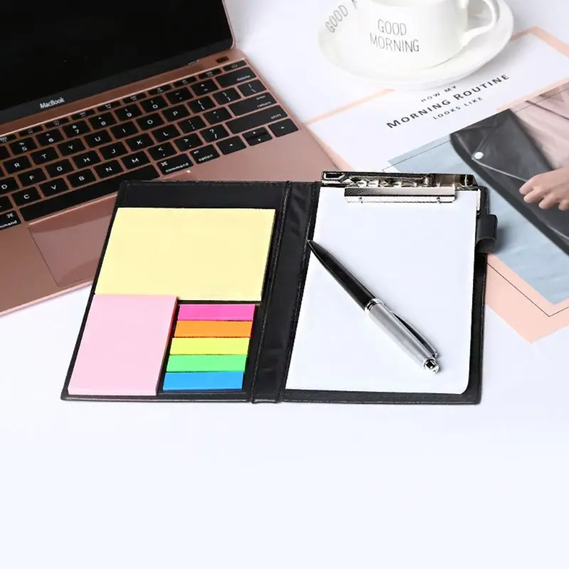 for Creative Sticky Notes Notepad Stationery Leather Notebook with Pen Off