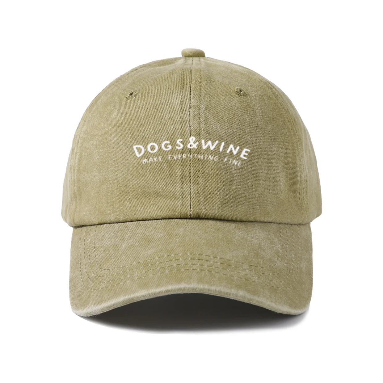 Dogs and Wine Quote Graphic Baseball Cap, Vintage Washed Adjustable Unisex Dad Hat, Streetwear Gift