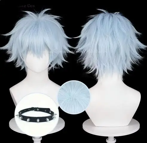 

Nana Okazaki Shinichi Cosplay Pruik Pluizig 30Cm Lichtblauwe Anime Pruiken Hittebestendig Synthetisch Haar Halloween Unisex Prui