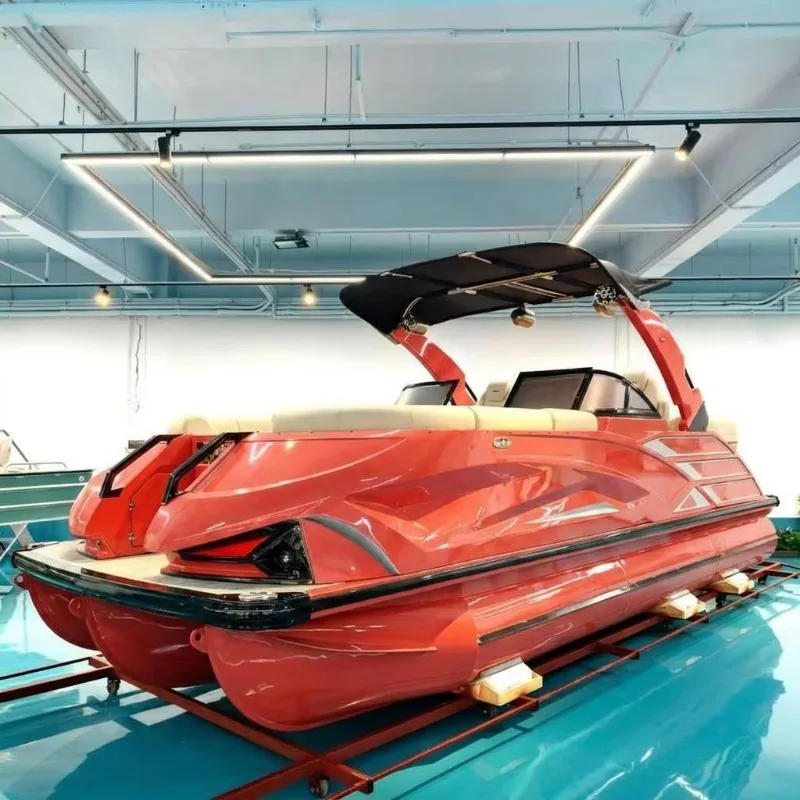 2027 Commercial Pontoon Boat 22FT 12 Passenger Aluminum Party Yacht Boat With Motor for Resort Rental and Lake Tours