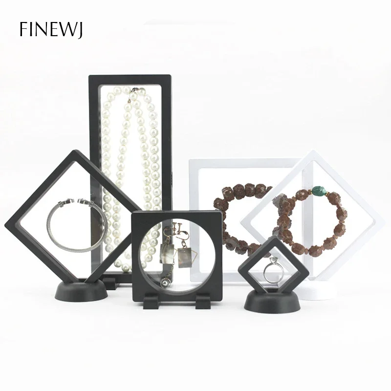 10 pc /lot Black or White Border Transparent PE Film Display Hanging Packaging Box Jewelry Ring Necklace Trinket Storage Box