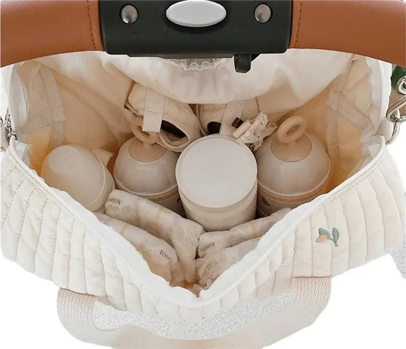 Newborn Baby Care Diaper Bag Korea Mummy Shoulder Bag Newborn Embroidery Kids Stroller Diaper Storage Organizer Large Handbags