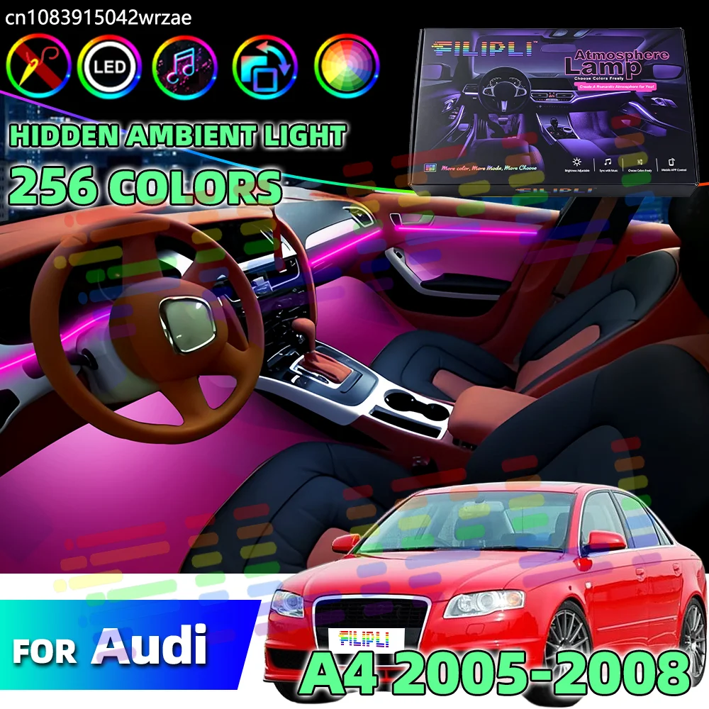 

For Audi A4 8E 2005-2008 Acrylic Neon LED Ambient Light Strip 64 RGB Music Sync Interior Atmosphere Lamp