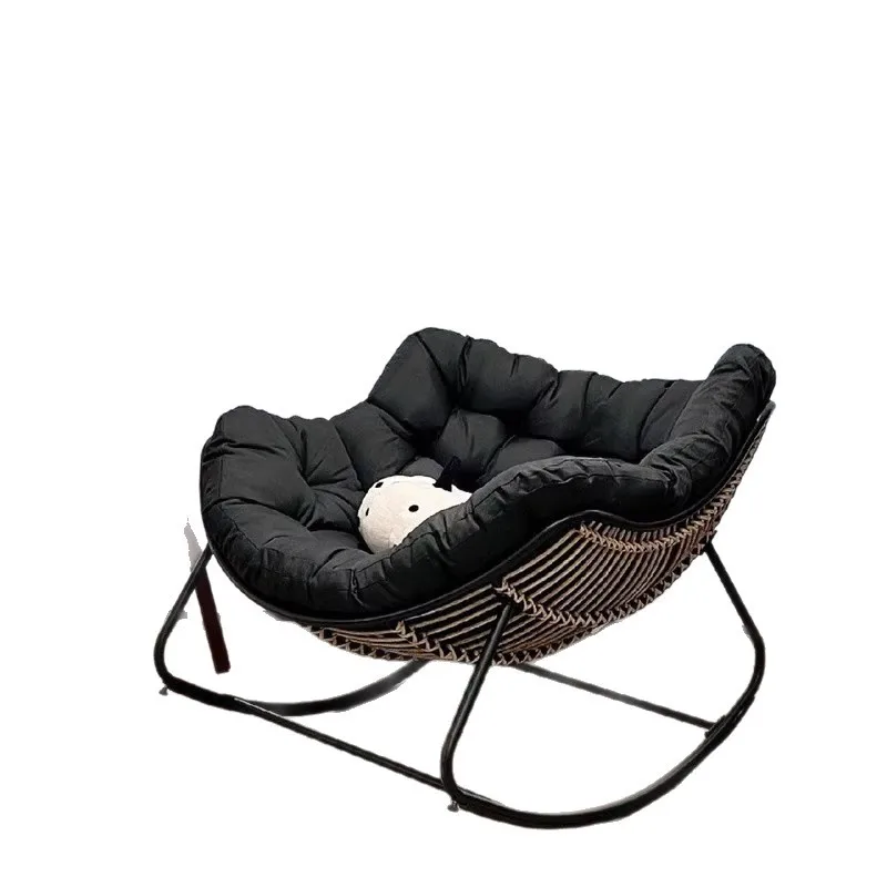 

Leisure Balcony Leisure Chair 2025 New Snowflake Fleece Bold Carbon Steel Frame Home Rocking Chair