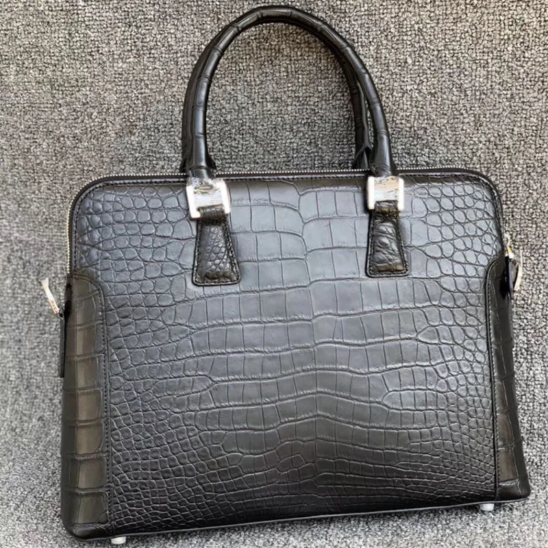 Fashion Thai Real Crocodile Men's Business Briefcase Casual Belly Leather Shoulder Trendy Diagonal Cross сумка мужская портфель