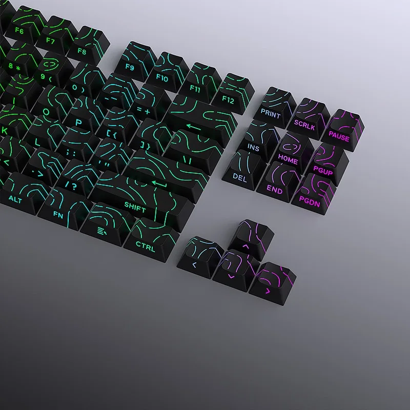 2026 Super Contour Side Glow PBT Keycaps - Original Factory Height, Compatible with 61/68/75/84/87 Keys Mechanical Gaming Keyboa