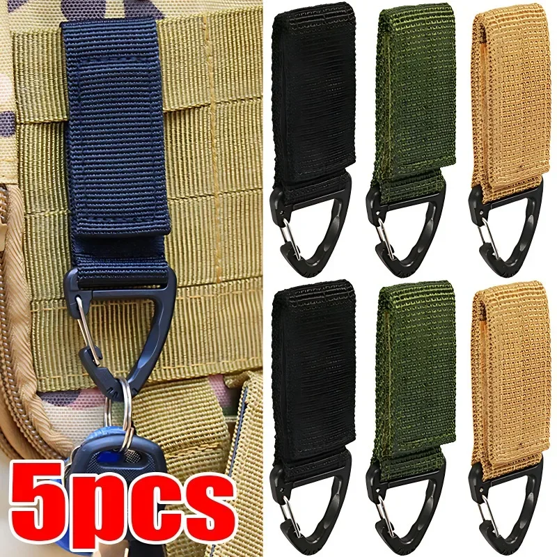 Military Tactical Hanging Key Hook Clip Clamp Buckle Nylon Webbing Molle Belt Carabiner Outdoor Strap Climbing Accessories