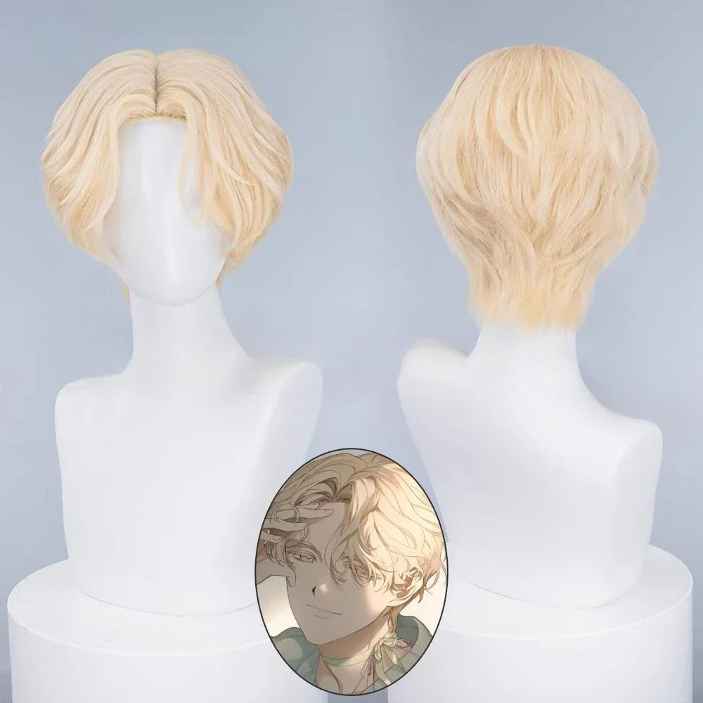 أنيمي الغريبة المرحلة لوكا شعر مستعار تأثيري الكبار للجنسين قصيرة الذهبي مقاومة للحرارة الاصطناعية الشعر هالوين ملابس تنكرية للحفلات اكسسوارات