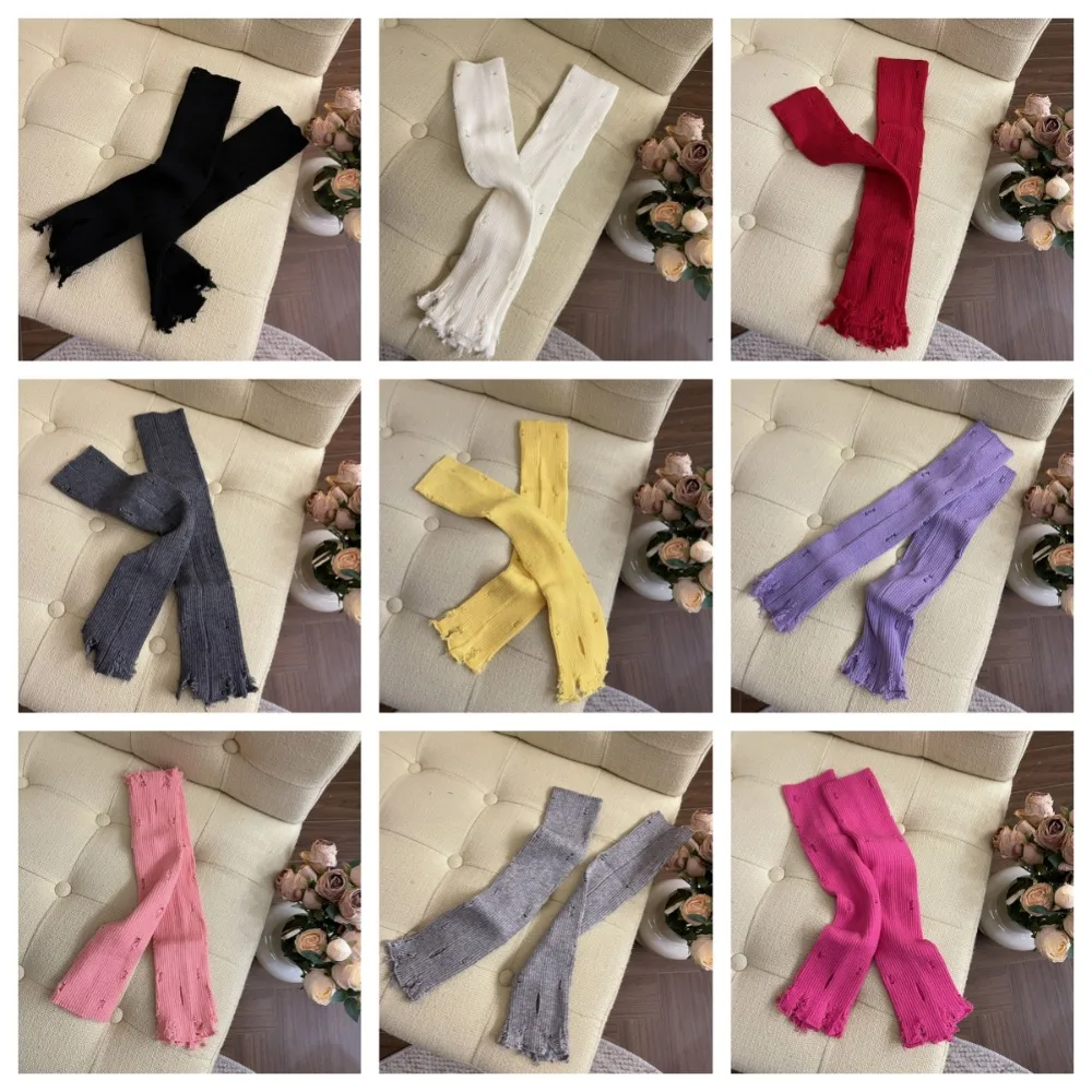 Arm Cover Elastic Subculture Gloves Punk Wrist Cuffs Y2K Fingerless Oversleeve Colorful Hollow out Ripped Knitted Sleeves JK