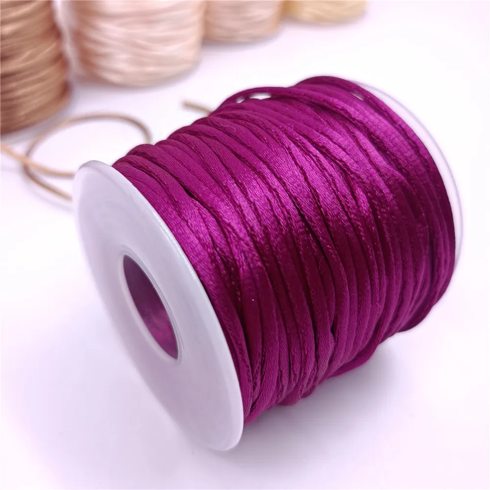 

2mm purple Rattail Satin Cord Thread Chinese Knot Macrame Bracelet Braided String DIY Tassels Beading Thread 10-225meters