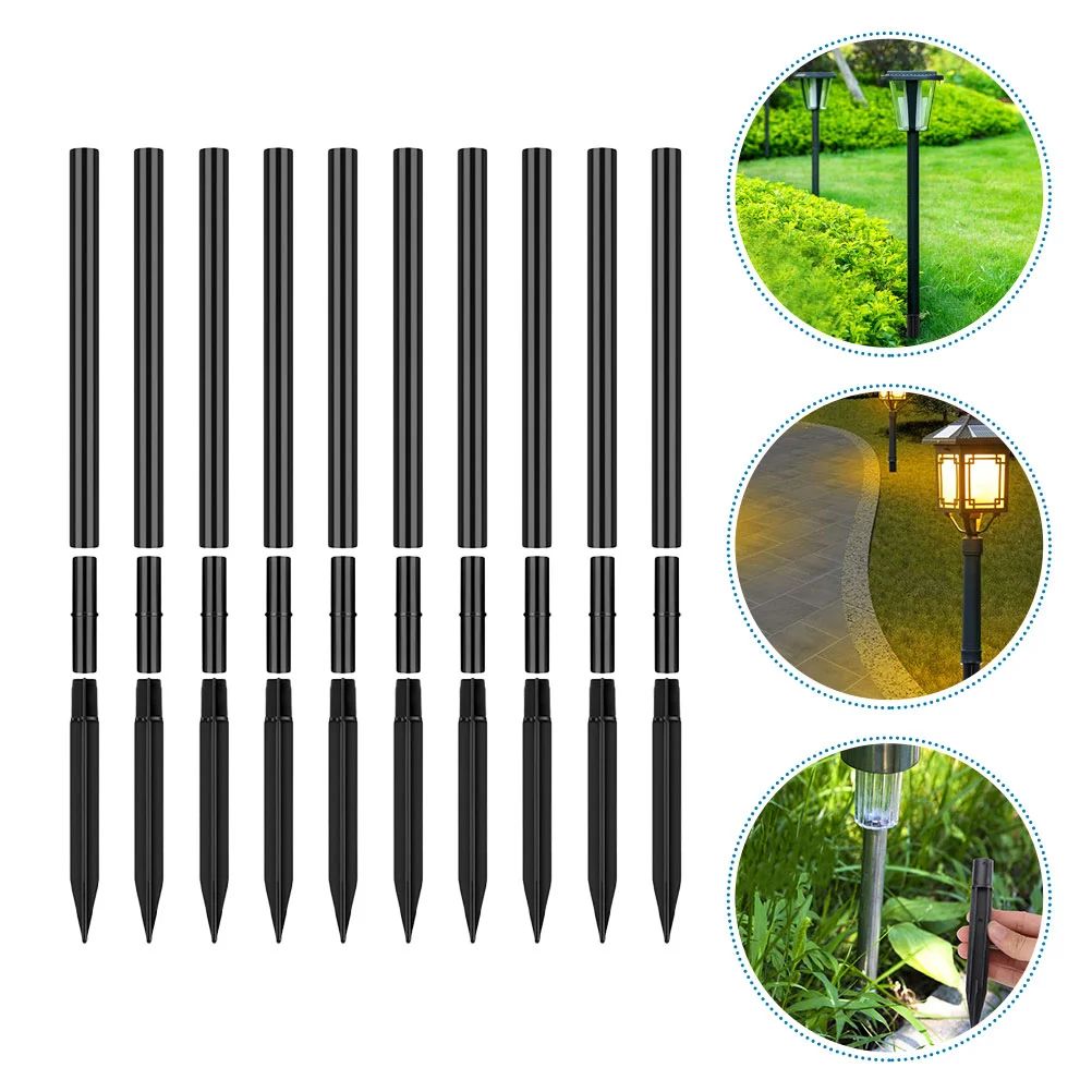 10 conjuntos de luz solar para jardim, substituição de pilha, tubo de extensão, prego à terra, componente de conector de lanterna externa