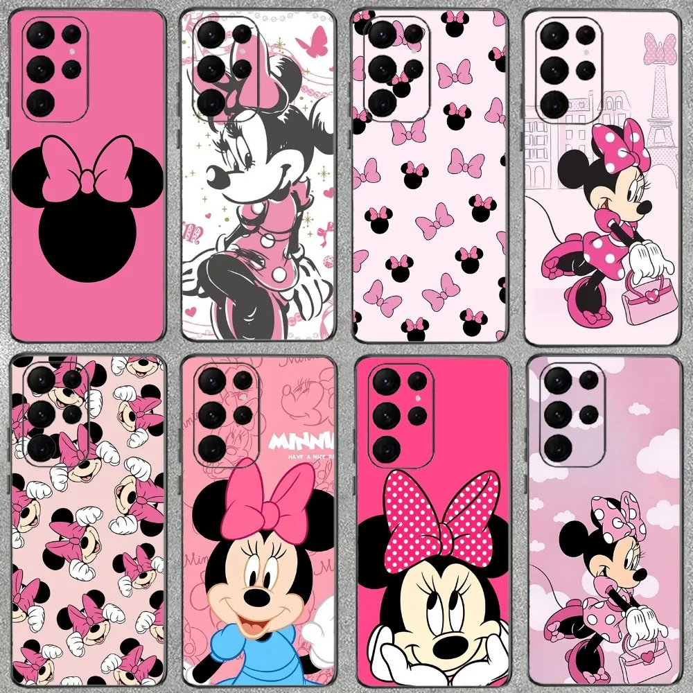 Cute M-Minnie Phone Case For Samsung Galaxy A52 A12 A51 S21 Edge S22ULTRA S23 S20LITE Plus Ultra Black Cover