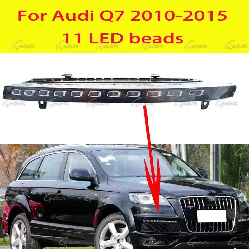 Fit For Audi Q7 2010 2011 2012 2013 2014 2015 DRL Turn Signal Lamps Running Lamps 11 LED Light 4L0953041E 4L0953042E