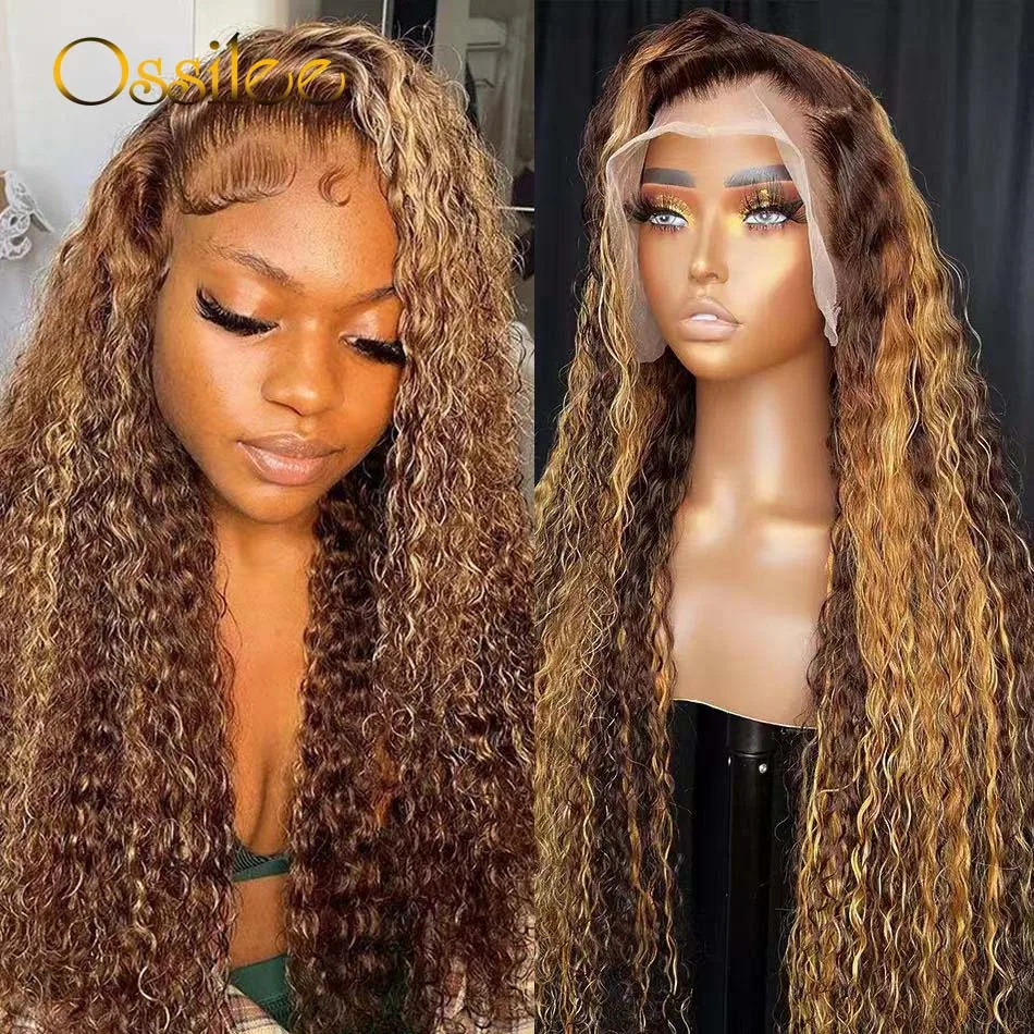 

Ombre 4/27 13x4 Deep Wave Lace Front Human Hair Wigs 1b/27 Highlight Wig Human Hair Closure Wigs 30inch Lace Frontal for Women