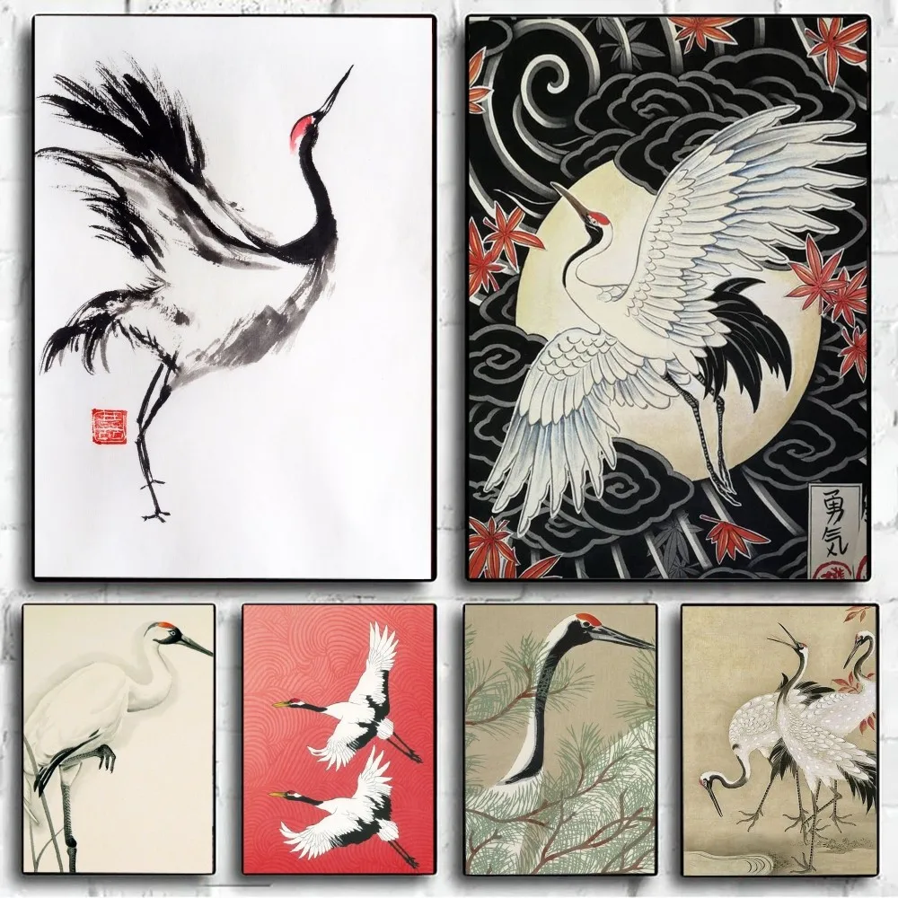 Picasso Bird Crane Kanagawa Retro Abstract  Poster Kraft Club Bar Paper Vintage Poster Wall Art Painting Bedroom Study Stickers