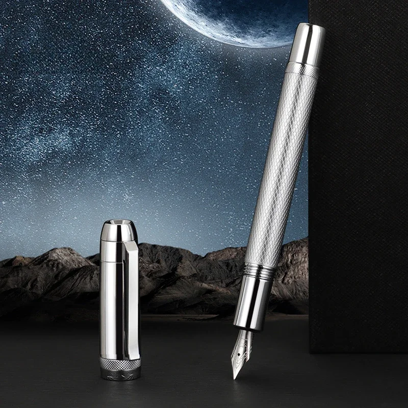 Jinhao 92 Fountain Pen Planet Series EF/F/M 0.38/0.5/0.7mm Nib Writing Ink Pen Silver Luxury Rollerball Pen 0.5mm School Gift