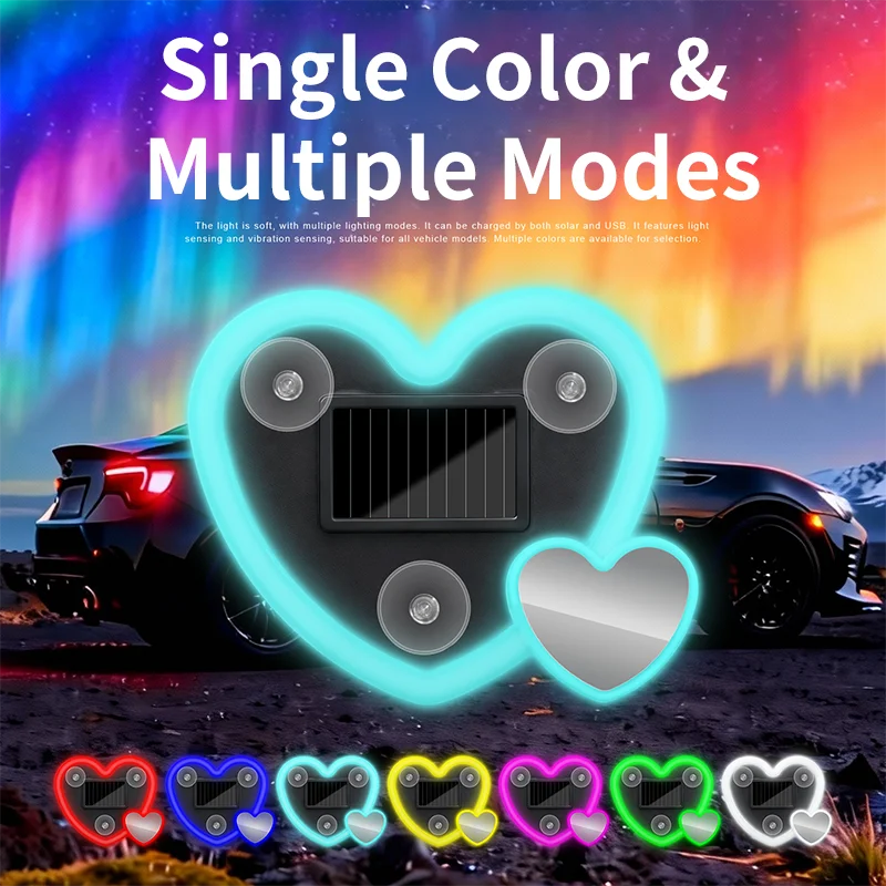 EURS Car LED Wireless Solar USB Powered window lights RGB interior decoration lights glowing heart atmosphere lights neon