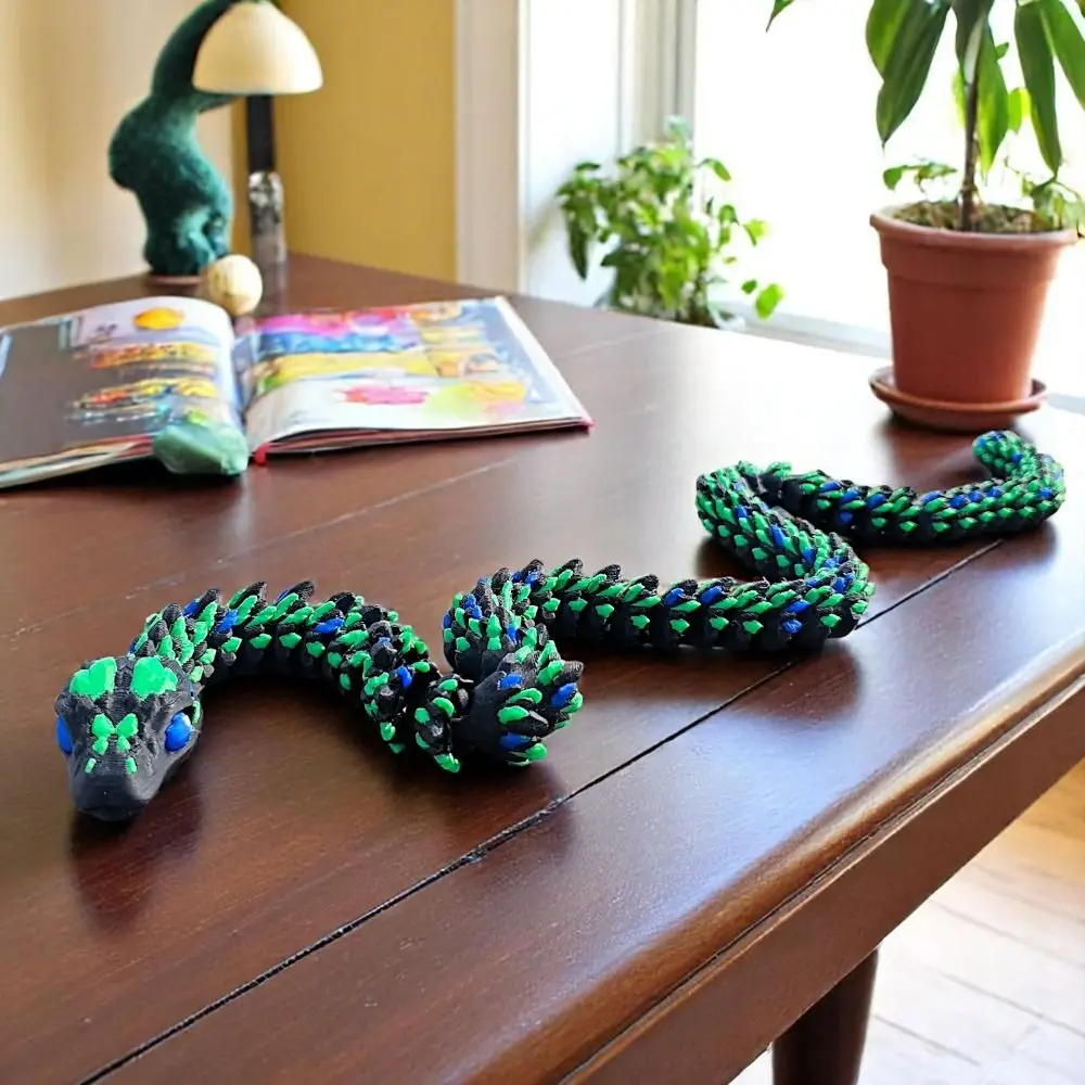 Simulated Eye 3D Printed Snake Snake Baby Laser 3D Printed Diceratops Snake Poseable Joints Rotatable 3D Articulated Snake Toys