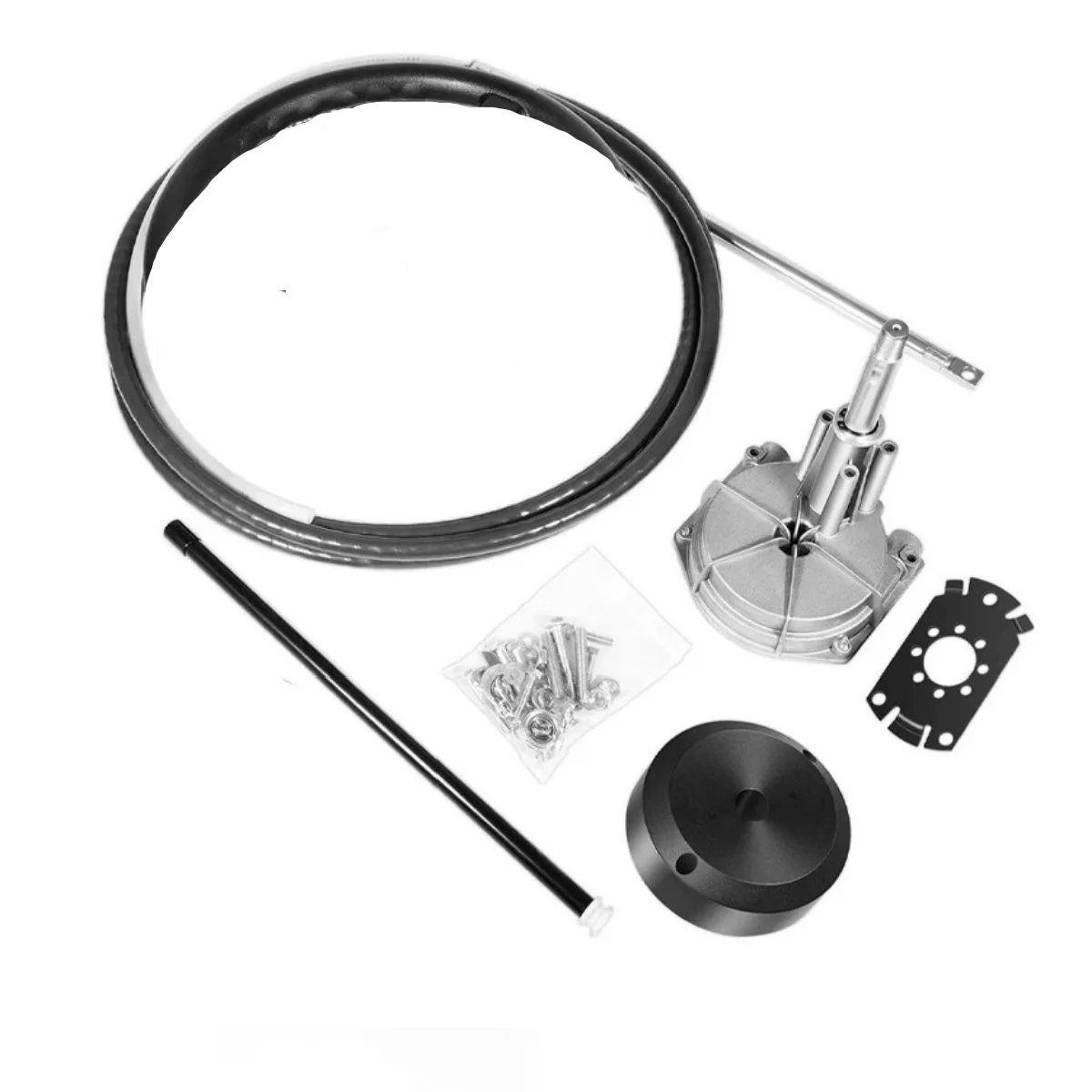 

STLF Winibo 16FT Cable Manual Outboard Steering System Kit YK7B Zinc Alloy Shaft for Yachts & Fishing Boats