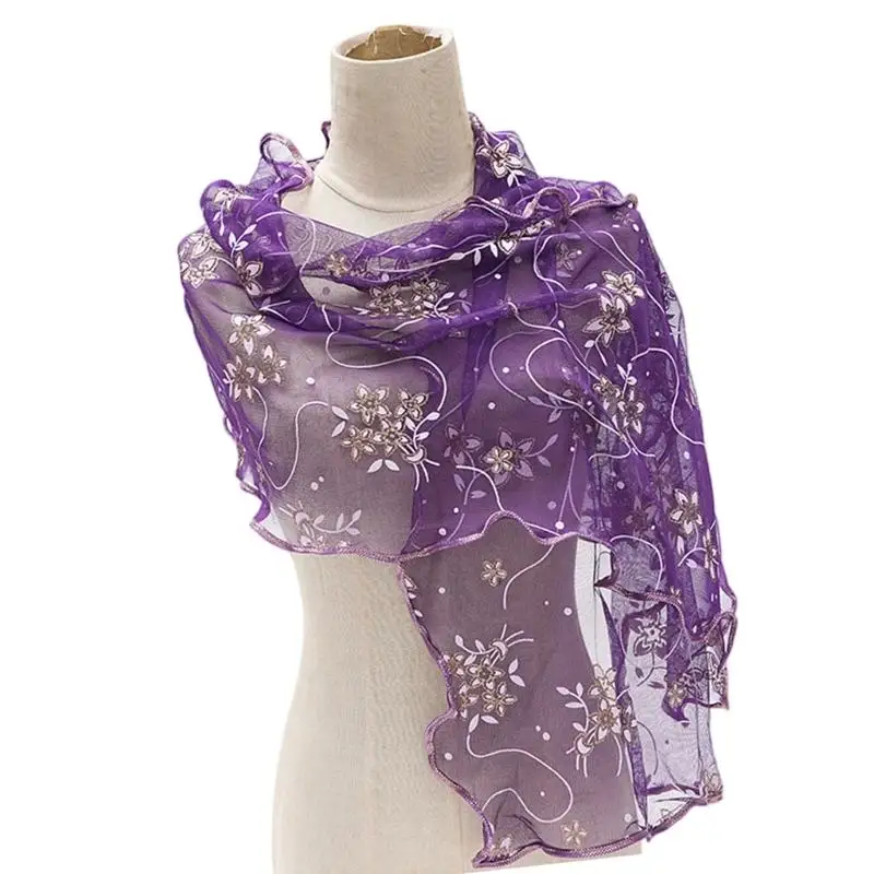 

Шарф из нежного цветочного узора 39BB, гладкая драпирующаяся полиэфирная ткань, комфортная одежда