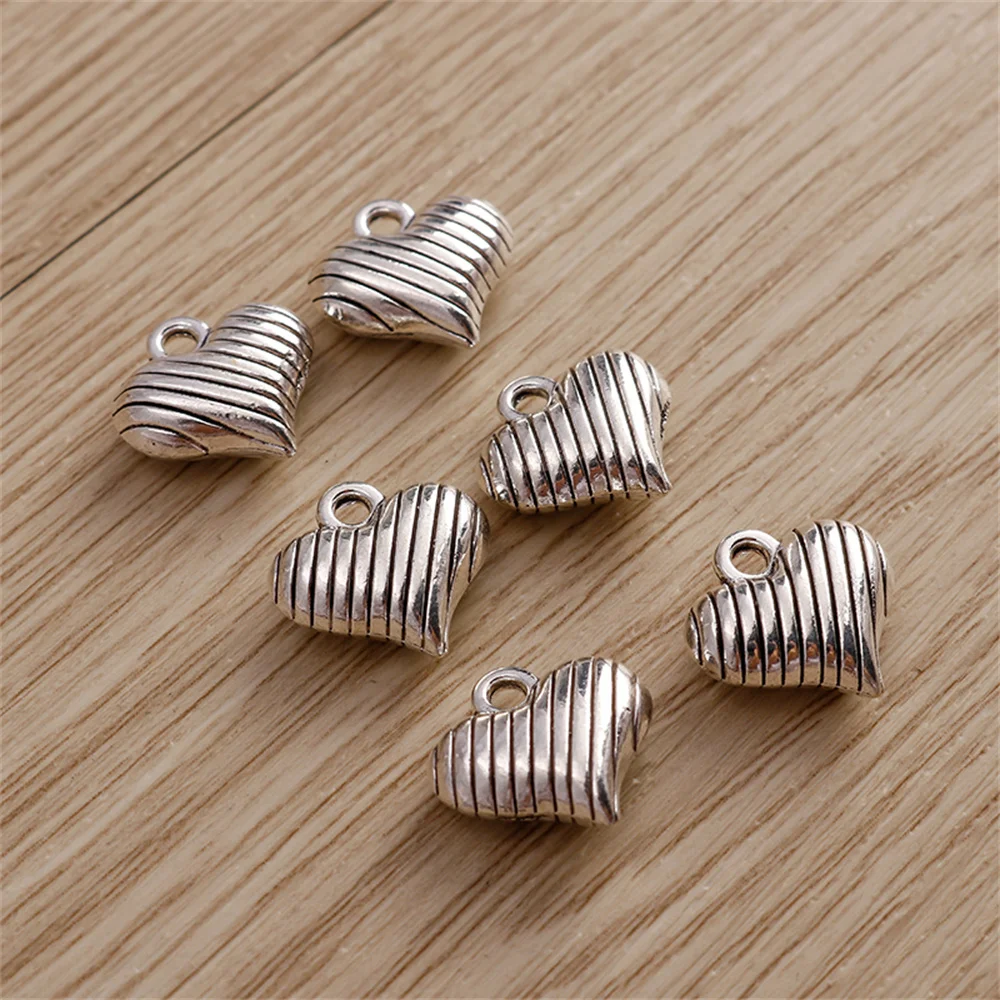 Tusember 10 Stück 13x13mm Legierung Antik-Silberfarbene Herzanhänger für Ohrringe, Halsketten, DIY-Schmuckherstellung, handgefertigte Bastelarbeiten – Detail 4