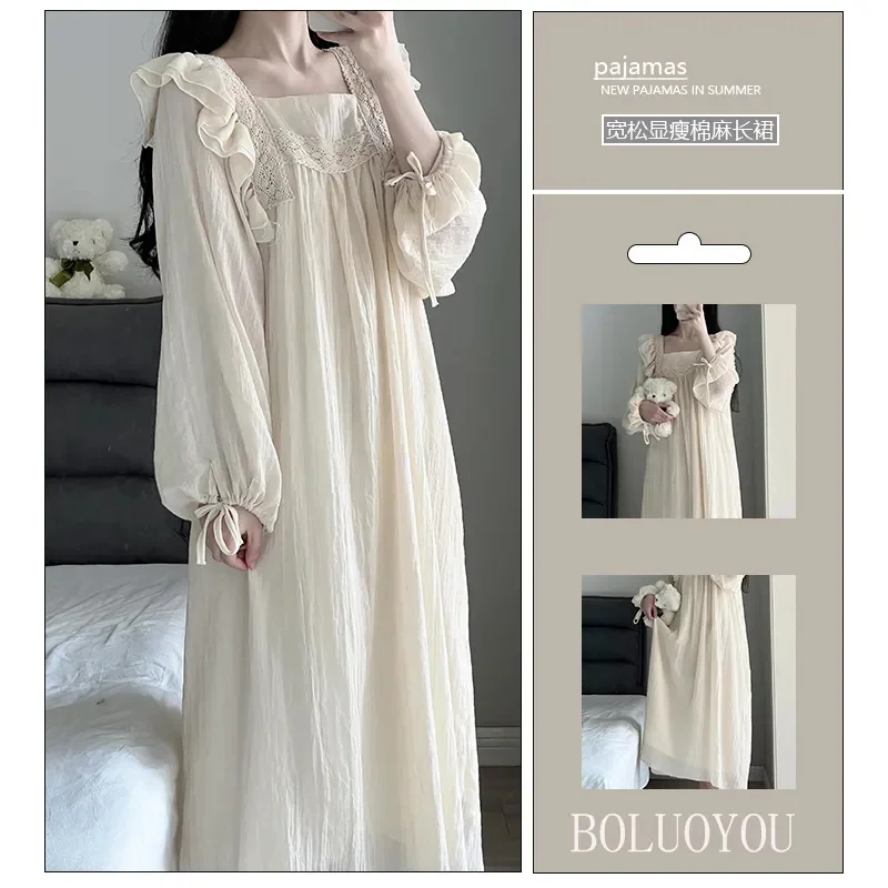 

French Fresh Sweet Cotton Linen Dress Women's Summer 2023 New Luxury Loose Super Immortal First Love Long Skirt Slim Skirt