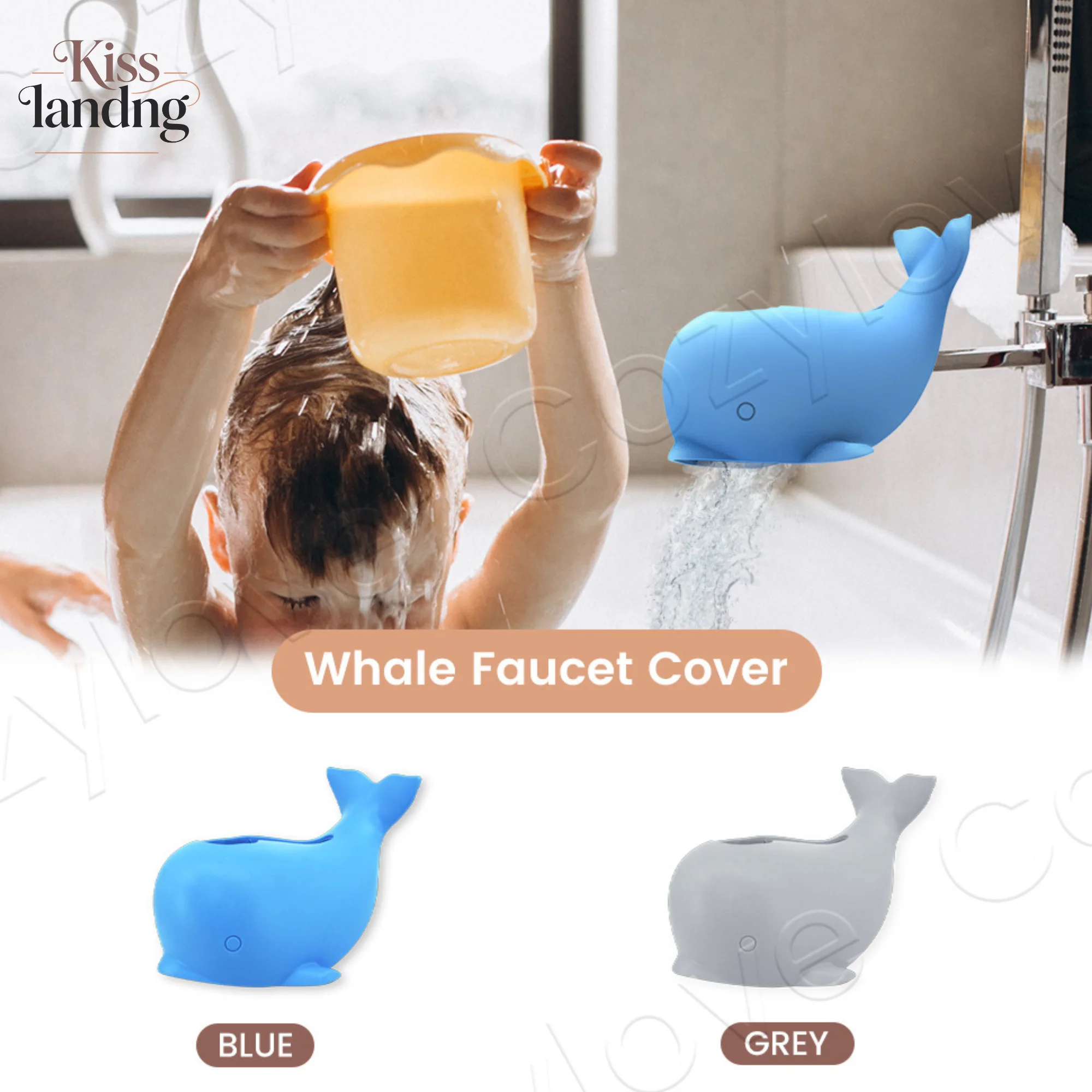 

Whale Shape Baby Bath Faucet Cover Soft Silicone Spout Cover for Toddler Bath Safety