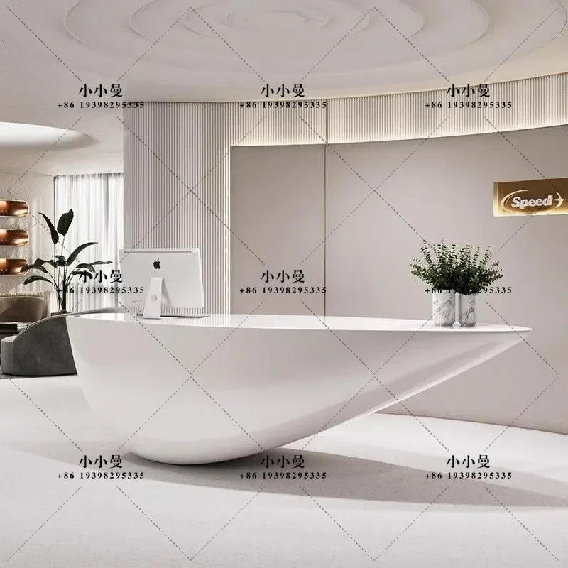 Creative Special Shaped Fiberglass Reception Desk for Company Bar Checkout Counter Workbench Modern Design