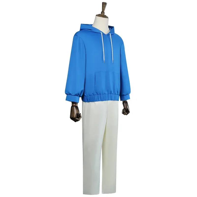 

20151123 Sakamoto Days Shin Asakura Costume Wig Blue Sweatshirts Trousers Halloween Party Anime Cosplay Uniform Ou