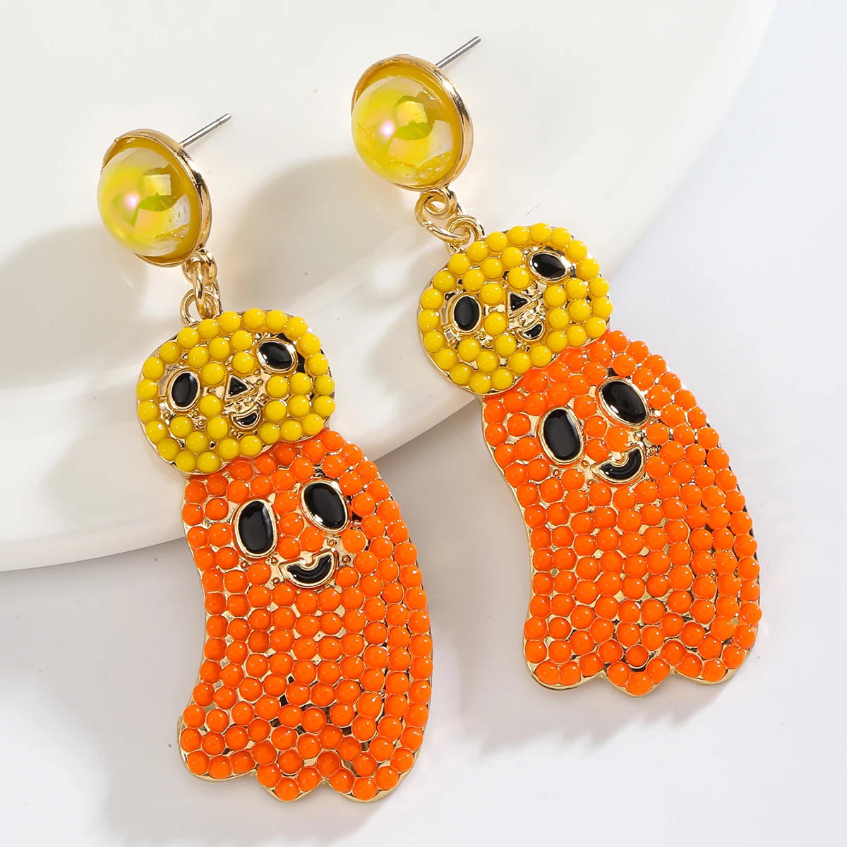 Vedawas 보헤미안 구슬 유령 마녀 모자, 트릭 트리트 문자 귀걸이, 할로윈 축하 축제 합금 여성 액세서리