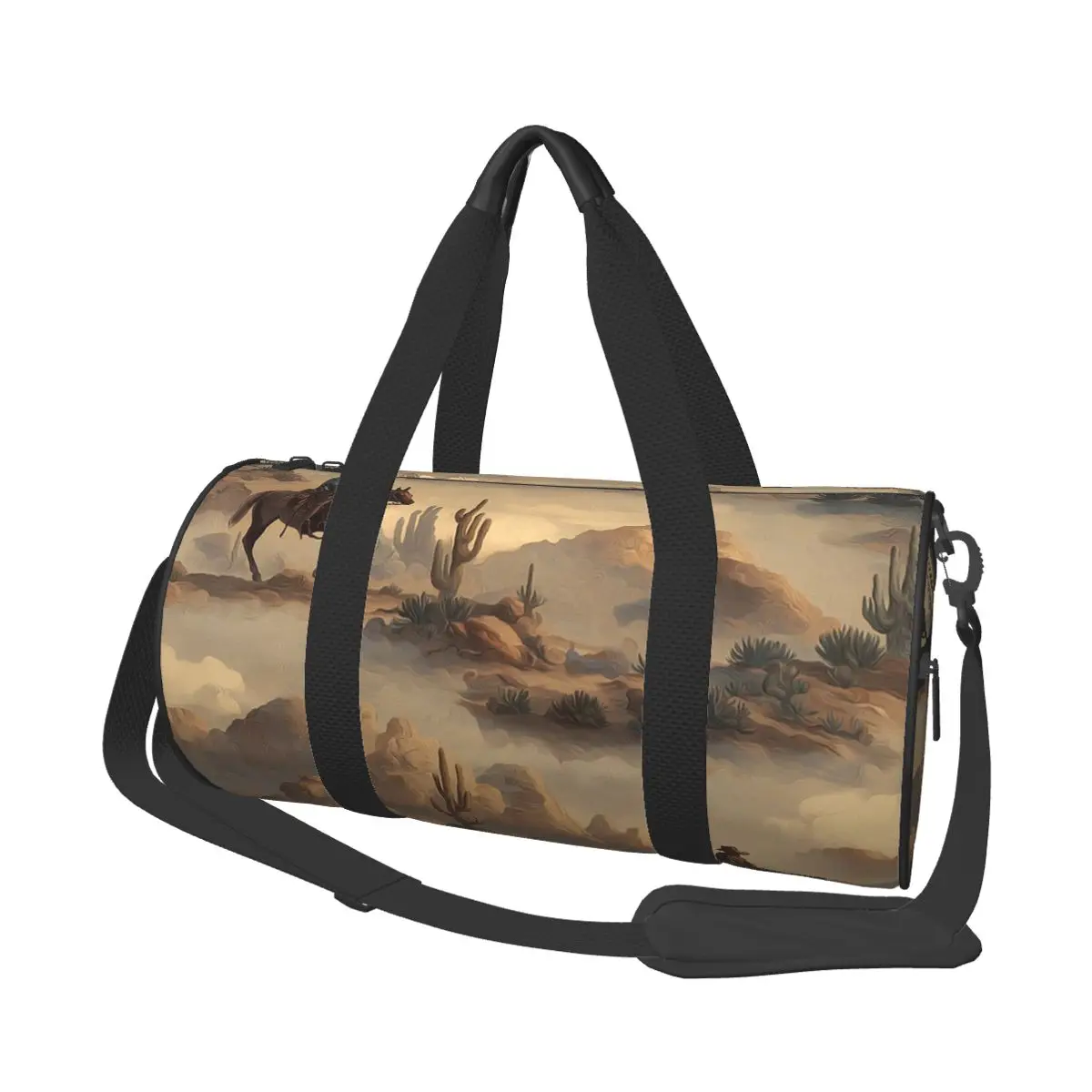 

Cowboy In Desert Western Landscape Pattern Large Duffle Gym Bag Multi-Functional Duffle Travel Bags Handbags Fitness bag