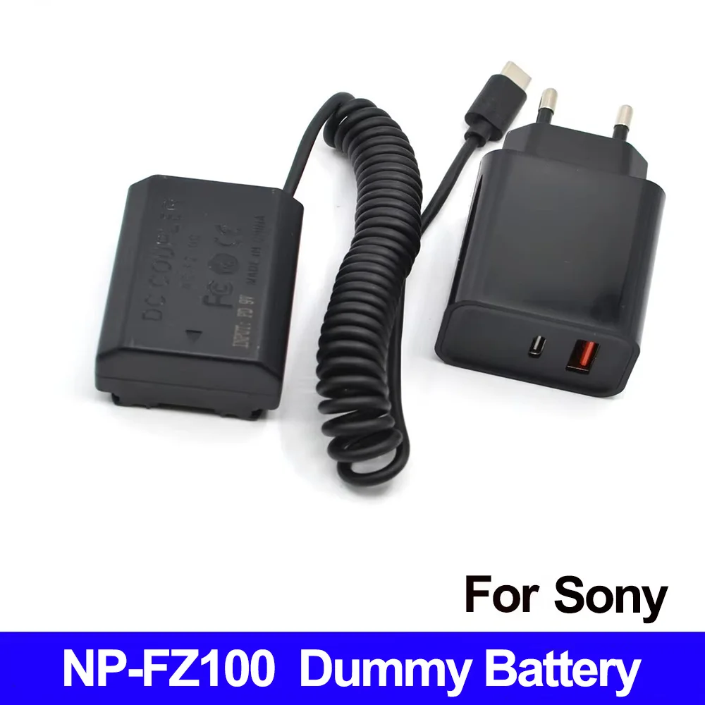 

PD Charger NP-FZ100 Dummy Battery USB C FZ100 DC Coupler for Sony Alpha A9R A9S A7 A7M4 / A7IV A7C 7M3 FX30 Camera