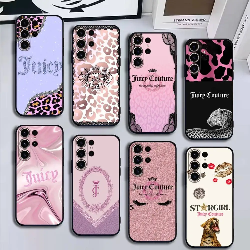Juicy couture Pink  Phone Case For SamsungS25,24,21,22,23,30,Ultra,20,Plus,Fe,Lite,Note,10,9,Soft Black Cover