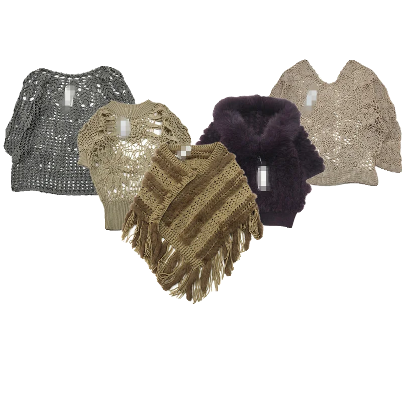 

Вязаный вручную винтажный двухслойный ажурный однотонный роскошный свитер из смешанного волокна с цветочным принтом для женщин, лето 2024, другой материал