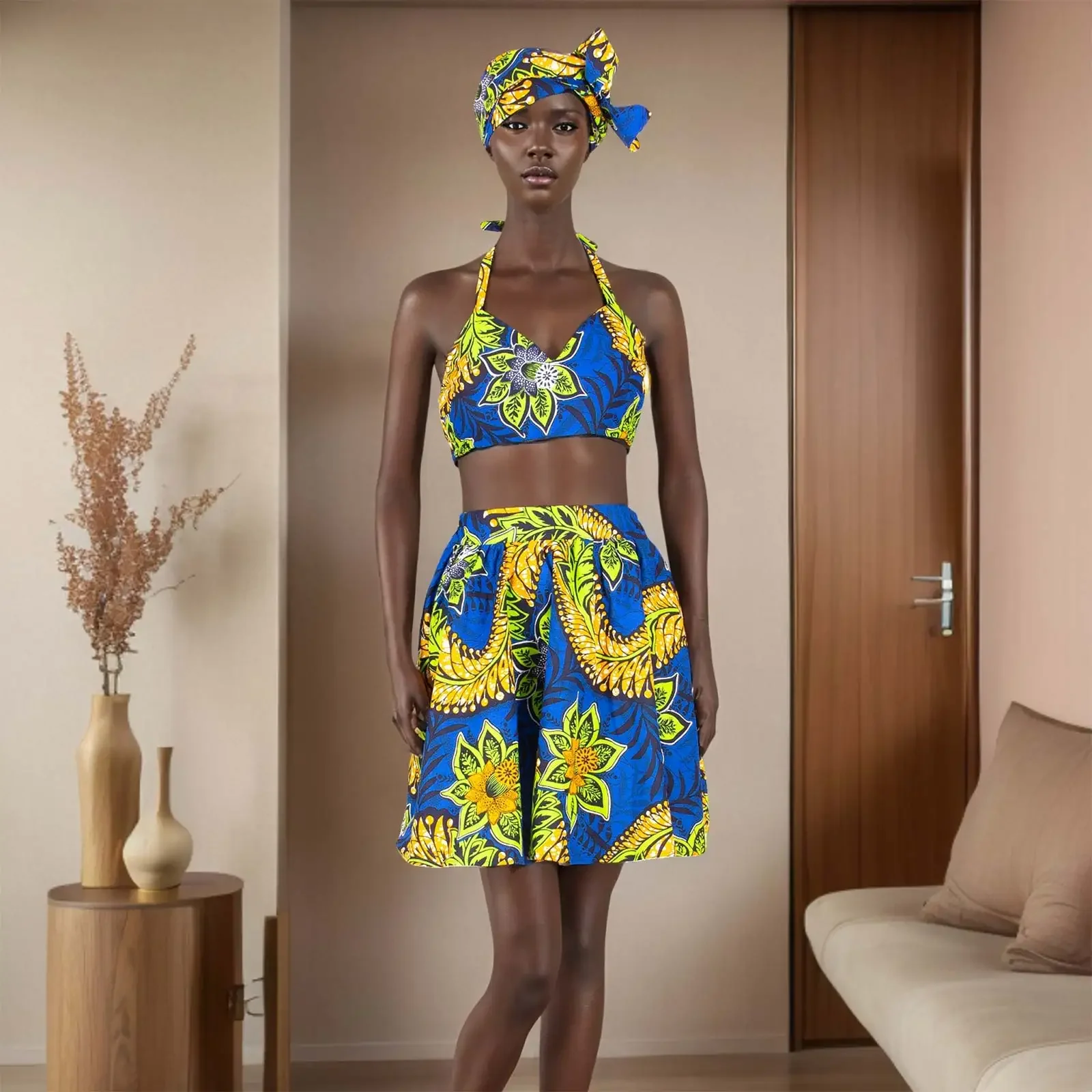 2024 african clothing for women dashiki tops print skrits african headwrap headband women sets outfits sexy AFRIPRIDE S1926024