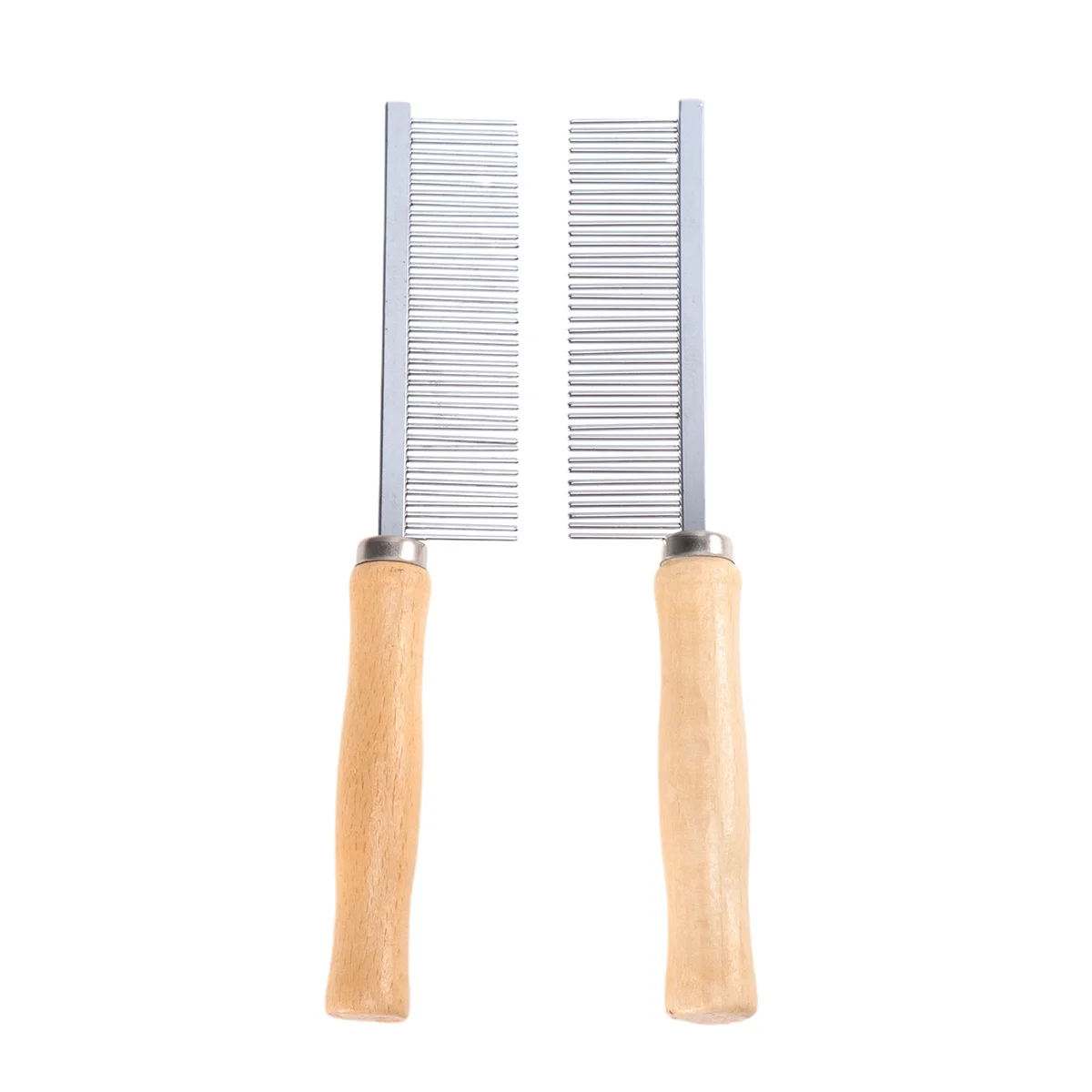

2Pcs Pet Grooming Comb Wooden Handle with Stainless Steel Teeth Detangle Knots Clean Shedding Hair Dog Brush for Smooth Coating