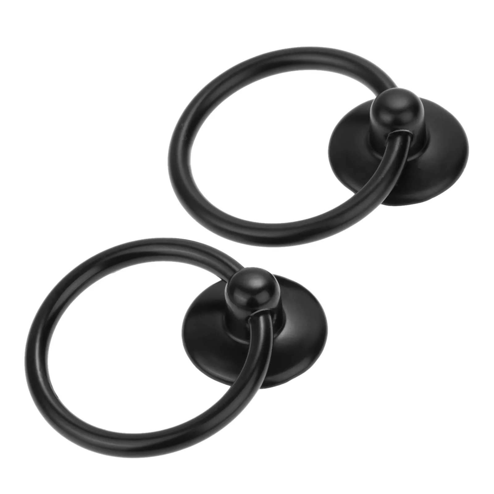 DRELD 2Pcs Vintage Furniture Handle Black Kitchen Cabinets Pull Handle Knobs Drawer Wardrobe Cupboard Metal Door Ring 25*52mm