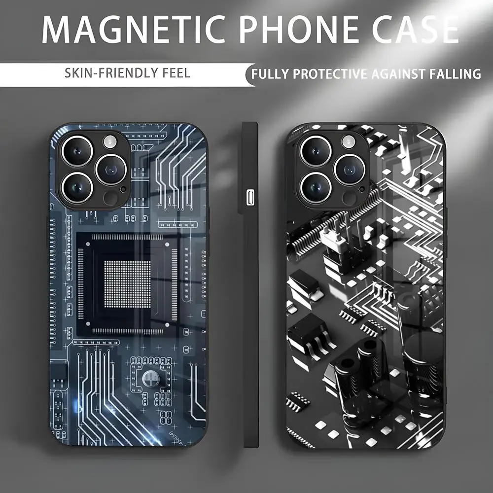 Computer Motherboard Dentro Placa Mae Phone Case Iphone 16 Pro Max Case 15 14 13 12 11 X XR XS XSMAX 8 Plus Mini Pro Max Glass