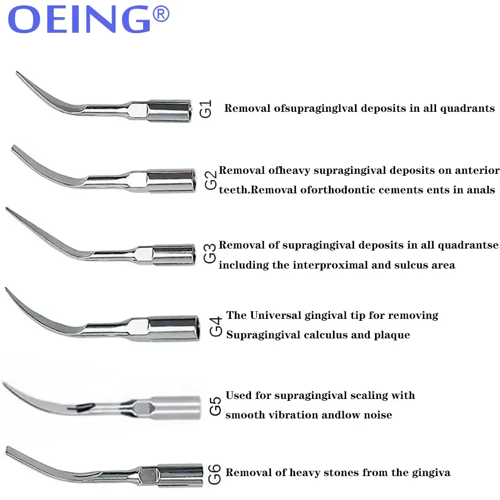 OEING 5Pcs Dental Ultrasonic Scaler Tip  Medical Accessories Fit EMS Satelec Endodontics Endo Perio Scaling Tips G1 G2 G3 GD1